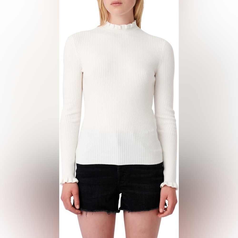 Maje Ruffle Ribbed Sweater size 1